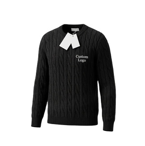 Luxury Old Money Knitted Sweater Men Woven Anti-Wrinkle Winter <b>Pullover</b> Custom Logo Embroidery Long Sleeve Oversized Knit <b>Jumper</b> - Product Image 1