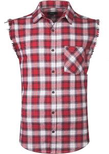 Nouveau modèle de chemise décontractée sans manches pour homme, 100% coton, écologique, toucher doux, flanelle à carreaux, design tissé, ODM - Product Image 5