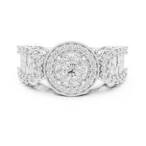 Anillo de Boda de Oro Blanco de 14K con Diamante Cultivado en Laboratorio, Redondo, para Mujer |   Diamante Cultivado Nuevo - Product Image 1