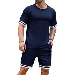 Casual Men's Summer Set Fashion Color Shorts and <b>T</b> Shirt Sets Cotton Quick Dry Men High Street Style Plus Size Men's Twin Set - Product Image 3