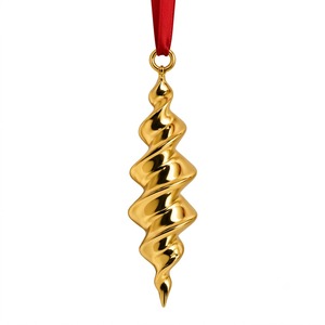 Ornement de Noël en spirale dorée, décoration métallique suspendue, accessoire moderne pour arbre - Product Image 1