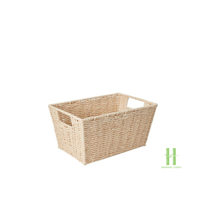TOP SELLING Natural Woven Paper Rope <b>Basket</b> for Home Storage Eco-Friendly Handmade Organizer Bin with Side Handles - Product Image 2