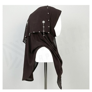 Elegante Hiyab de Chifón para Mujer, Color Sólido, Bordado, Bufanda Larga Multifuncional para Uso Diario en Todas las Estaciones - Product Image 3