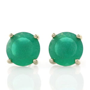 ต่างหูออนิกซ์สีเขียวธรรมชาติ 100% เงินแท้ 925 ทำมือ ทรงกลม ประดับพลอย สำหรับผู้หญิง ขายส่งเครื่องประดับ - Product Image 1