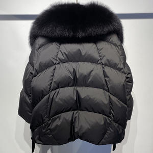 Veste en cuir vintage à garniture en fourrure de renard de haute qualité pour femmes, nouvelle mode, veste en polyester à effet bulles - Product Image 4