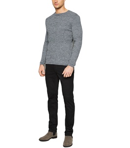 Vente en gros de pull basique en coton à col ras du cou pour hommes, sweat décontracté à manches longues, broderie, coupe ajustée, col rond grande taille, hiver - Product Image 1