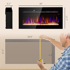 Caminetto Elettrico Realistico da 40 Pollici con Display LCD/LED, Telecomando, Colore Fiamma Regolabile, Luminosità, Stile Inserto - Product Image 3