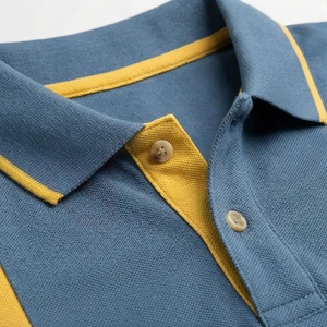 Polo à manches courtes pour homme, bleu, jaune et blanc, design tricoté décontracté, coupe classique - Product Image 4