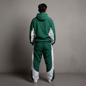 Survêtement coupe-vent 2 pièces pour homme, 100 % coton, collection hiver 2026, style streetwear, couleur unie, logo imprimé DTF personnalisé - Product Image 3