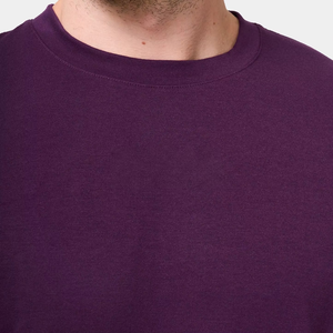 T-shirt pour homme en coton premium, coupe ample, col rond, manches courtes, imprimé graphique, style streetwear décontracté, couleur violet foncé - Product Image 6