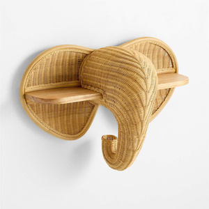 Adorable estantería de ratán con forma de elefante, estantería de pared única para habitación infantil, almacenamiento, exhibición y decoración del hogar. - Product Image 1