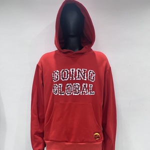 Sweat-shirt à capuche rouge Going Global unisexe en coton molletonné, pull décontracté avec poche avant et imprimé lettres - Product Image 4