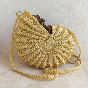 Bolso de Rafia Tejido a Crochet, Bolso Tipo Concha, Bolso Pequeño Hecho a Mano, Estilo Boho, Bolso de Playa con Cierre de Botón, Impermeable, Unisex - Product Image 4