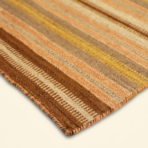 Alfombra DECORDEC de Lana Tejida Plana con Rayas Beige Amarillo, Hecha a Mano, Ecológica, Antideslizante, para Sala de Estar y Dormitorio - Product Image 6