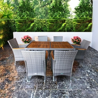 Ensemble de salle à manger pliable en rotin moderne PLWICKER - 1+6 pièces, mobilier d'extérieur non empilable, pas cher