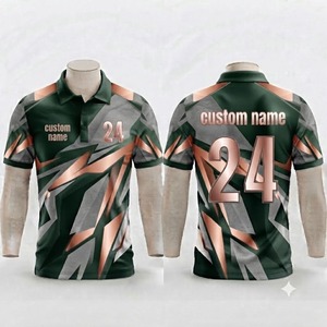 Camiseta Polo Personalizada con Patrón Geométrico para Hombre, Manga Corta, Impresión Digital, Deportiva, de Secado Rápido, 100% Poliéster, Uniforme de Equipo - Product Image 1