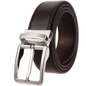 Ceinture en cuir véritable réversible noire avec boucle à ardillon en alliage, ceinture décontractée et formelle pour homme, largeur 1 3/8 pouces - Product Image 5
