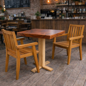 โต๊ะคาเฟ่ทรงสี่เหลี่ยมขาตั้งไม้ซัวร์ แข็งแรง ทนทาน สวยงาม เป็นมิตรกับสิ่งแวดล้อม สไตล์โมเดิร์นรัสติก ขายดี ลายไม้ธรรมชาติ หรูหรา - Product Image 6