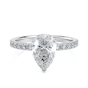 แหวนหมั้นเพชรทรงลูกแพร์ทองคำ 10KT สีเหลือง ได้รับการรับรองจาก IGI ประดับเพชรแบบ Pave Band เหมาะสำหรับงานแต่งงาน งานเลี้ยงฉลองครบรอบ ของขวัญเครื่องประดับ - Product Image 1