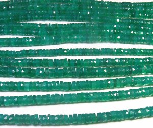 Cuentas de Ónix Verde Heishi de 5.5mm, Hermosas Cuentas de Ónix Natural con Orificio Central, 16 Pulgadas, Cuentas de Ónix Verde Facetadas - Product Image 1
