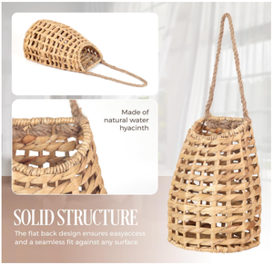 Handmade Water Hyacinth <b>Wall</b> Hanging Natural Wicker Holder Decorative <b>Storage</b> <b>Basket</b> for Home Entryway and Indoor Decoration - Product Image 4