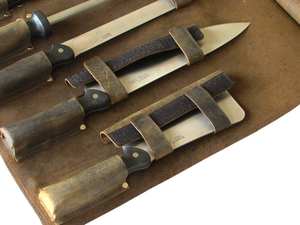 Rouleau à couteaux en cuir véritable écologique de qualité supérieure pour grand atelier, facile à transporter, organisateur de rangement pour couteaux de chef LKR-0208 - Product Image 4