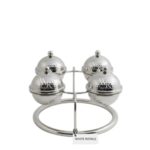 Ensemble de bols en acier inoxydable avec support de présentation rond, vaisselle martelée pour dattes, chocolats, fruits secs, noix, collations, sucreries - Product Image 1
