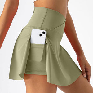 Jupe de tennis respirante pour femme, extensible dans les 4 sens, avec logo sur la taille avant, anti-humidité, en Spandex/Nylon écologique – Grande Vente - Product Image 4