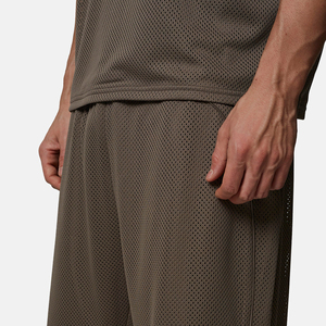 Men's Solid Color Mesh Breathable Shorts With Pockets <b>Elastic</b> Waist Casual Style Mid Length Bermuda Shorts - Product Image 6