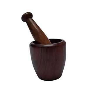 Skies Trader Minimalist Light Pine Wood Mortar and Pestle Tall Pedestal Wooden Spice <b>Herb</b> <b>Grinder</b> Garlic Crusher Tool Set - Product Image 2