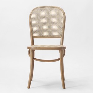 Silla de Restaurante de Teca con Asiento de Ratán Natural, Muebles de Ratán y Madera Resistentes para el Comedor - Product Image 1