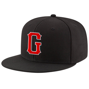 <b>Black</b> 6-Panel <b>Baseball</b> <b>Cap</b> With Red Embroidered G Logo Front Panel Unisex Casual Fitted Hat - Product Image 1