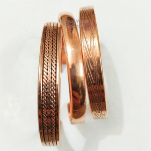 Handmade Bohemian Copper <b>Cuff</b> <b>Bracelets</b> for Women & <b>Men</b> Set of 3 Stackable Vintage-Inspired Fashion Jewelry - Product Image 3
