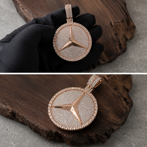Colgante Personalizado de Lujo con Logotipo de Auto, Chapado en Plata 925, con Micro Pavé de Moissanita Redonda, Estilo Hip Hop, Venta al Por Mayor - Product Image 4