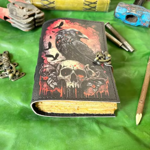 Diario de Cuero Genuino con Esqueleto de Cuervo, Cuaderno Gótico de Cuervos, Diario de Bruja Oculta, Grimoire de Terror, Regalo, Cuaderno de Bocetos Hecho a Mano - Product Image 5