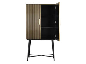Armoire double porte moderne et minimaliste de luxe avec portes en bois massif, meuble de rangement autoportant pour chambre et salon - Product Image 2