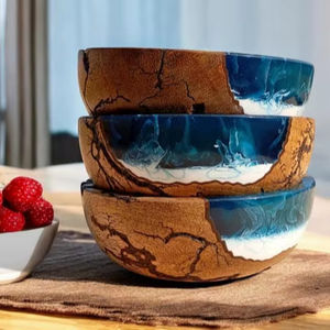 Bol en bois foncé en gros, bols à pâte en bois, ustensiles de cuisine, dernier design, bol rond en bois, fourniture OEM/ODM, bol en bois pour aliments et salades - Product Image 1