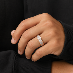 Bague d'éternité de luxe personnalisée en or massif 14 carats SHRAMAN DIAMOND, tendance, avec pavé de moissanite originale pour femme, idéale pour mariage et anniversaire - Product Image 2