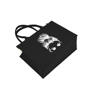 Promotion d'usine : Sac fourre-tout en toile de coton noir vierge personnalisable avec support pour logo sur mesure - Product Image 6
