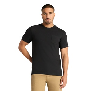 T-shirt homme col rond noir, coupe slim, 100% coton, design unique, logo personnalisé, couleur unie, avec poche, pour l'été. - Product Image 2