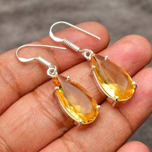 Pendientes de Citrino Hechos a Mano, Plata de Ley 925, Joyería Colgante, Piedra Amarilla Natural, Pendientes para Mujer, Regalo - Product Image 4