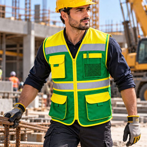 Chaleco de Seguridad Reversible de Alta Visibilidad para Hombre, Chaleco de Trabajo Reflectante con Bolsillos para Uso en Exteriores, Ropa Casual de Primavera - Product Image 6