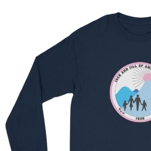 T-shirt unisexe à manches longues bleu marine avec broderie graphique, col rond, décontracté, en mélange de coton, pour un usage quotidien et une mode décontractée - Product Image 4