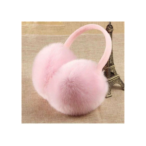 Pink Plush <b>Ear</b> <b>Muffs</b> With Long Tail Scarf For Warmth And Style - Product Image 5