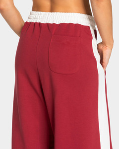 <b>Women's</b> Burgundy Sweatpants Custom Wide Leg Pants Side <b>Stripe</b> Sporty Cotton made high gsm best for winter - Product Image 3