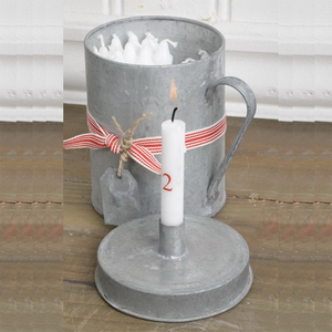 Kit de bougies vintage en étain galvanisé avec support pour bougies coniques - Product Image 1