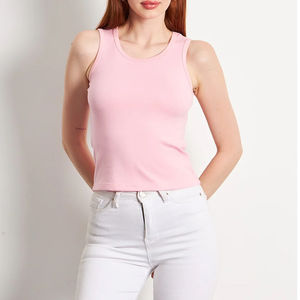 Camiseta sin mangas de algodón acanalado de alta calidad para mujer 2026, tops de algodón de punto acanalado de alta calidad con etiqueta privada - Product Image 1