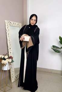 Abaya de mariage en polyester évasée faite à la main, style turc, col en V, motif floral, longueur ras du sol, manches longues, best-seller pour femmes de Dubaï - Product Image 2