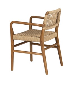 Silla moderna de madera de teca con asiento y respaldo de cuerda natural tejida a mano, para cafetería, hotel y muebles para el hogar, diseño personalizado OEM. - Product Image 4