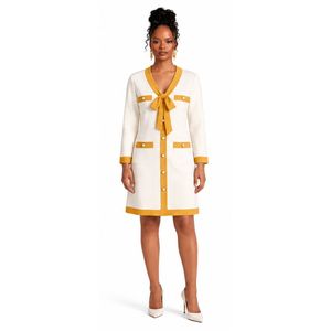 Ladies Ponte Knit Bow <b>Dress</b> Elegant Tailored <b>Midi</b> <b>Dress</b> Soft Stretch Fabric Formal Office Party Outfit Custom Wholesale Women - Product Image 1